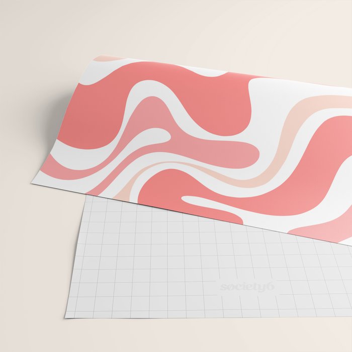 Liquid Swirl Retro Abstract Pattern in Blush Pink and White Wrapping Paper Gallery Image 2