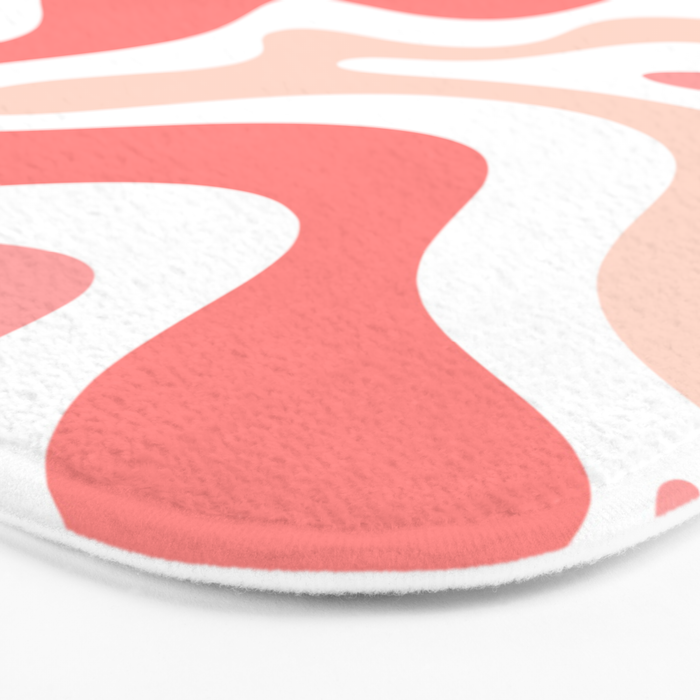 Liquid Swirl Retro Abstract Pattern in Blush Pink and White Bath Mat Gallery Image 3
