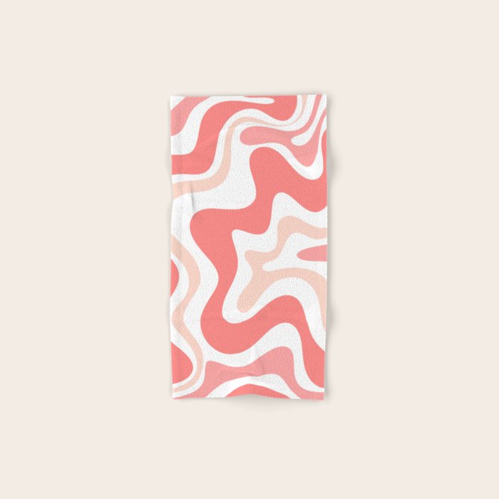 Liquid Swirl Retro Abstract Pattern in Blush Pink and White Bath Towel Gallery Image 1
