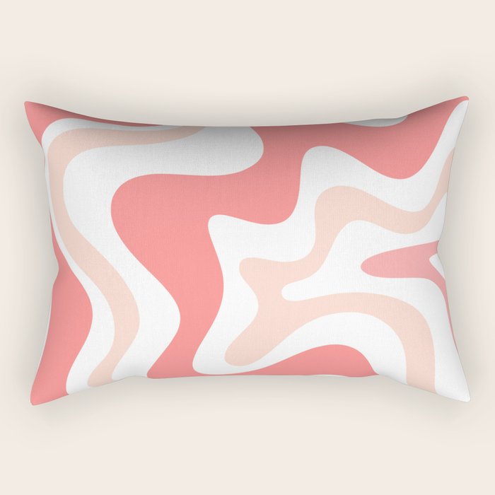 Liquid Swirl Retro Abstract Pattern in Blush Pink and White Rectangular Pillow Gallery Image 2