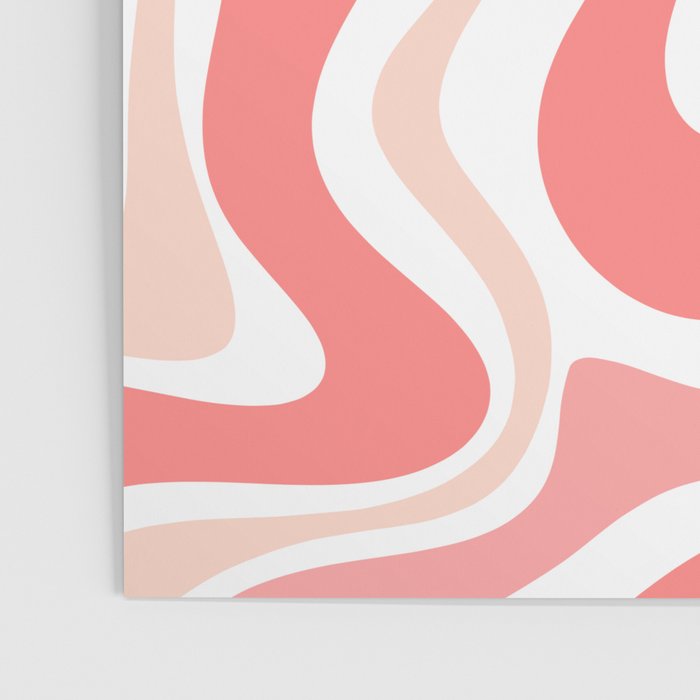 Liquid Swirl Retro Abstract Pattern in Blush Pink and White Poster Gallery Image 3