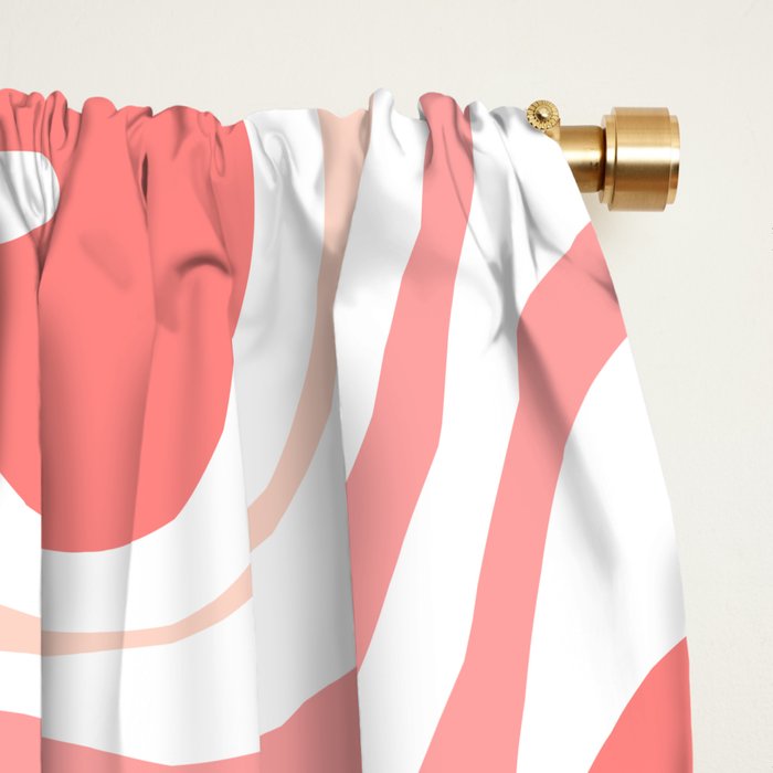 Liquid Swirl Retro Abstract Pattern in Blush Pink and White Window Curtain Gallery Image 2