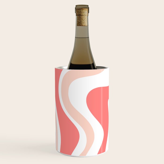 Liquid Swirl Retro Abstract Pattern in Blush Pink and White Wine Chiller Gallery Image 2