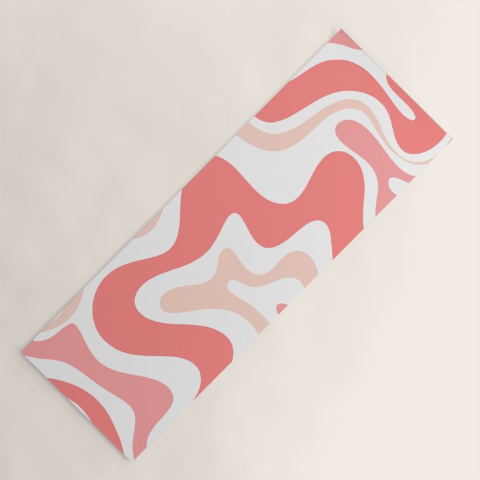 Liquid Swirl Retro Abstract Pattern in Blush Pink and White Yoga Mat Gallery Image 1