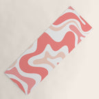 Liquid Swirl Retro Abstract Pattern in Blush Pink and White Yoga Mat Gallery Image 1