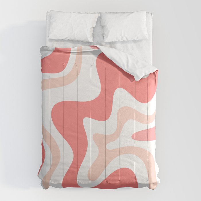 Liquid Swirl Retro Abstract Pattern in Blush Pink and White Comforter Gallery Image 1