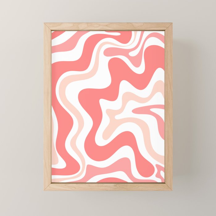 Liquid Swirl Retro Abstract Pattern in Blush Pink and White Mini Art Print Gallery Image 1