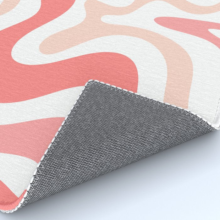 Liquid Swirl Retro Abstract Pattern in Blush Pink and White Rug Gallery Image 4