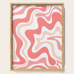 Liquid Swirl Retro Abstract Pattern in Blush Pink and White Serving Tray Gallery Image 1