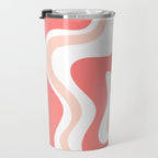 Liquid Swirl Retro Abstract Pattern in Blush Pink and White Travel Mug Gallery Image 3