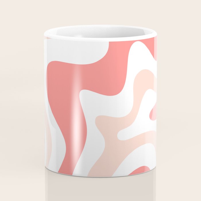 Liquid Swirl Retro Abstract Pattern in Blush Pink and White Coffee Mug Gallery Image 4