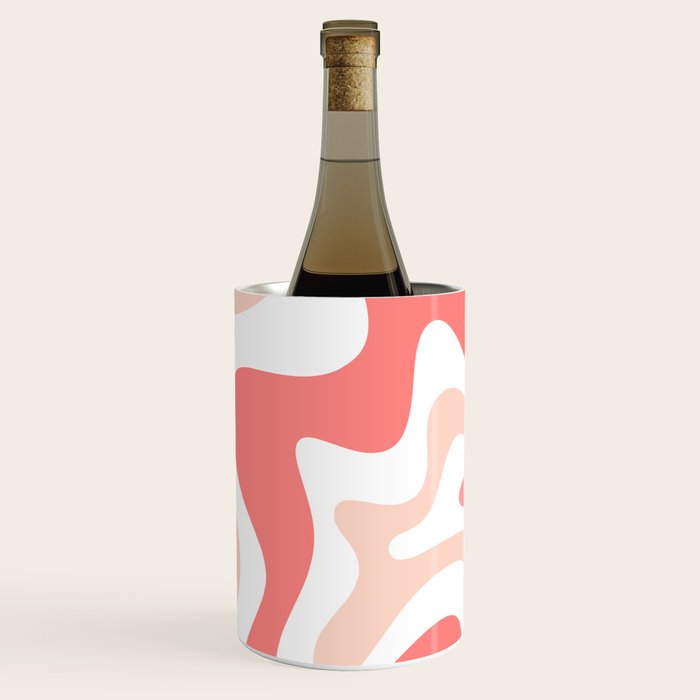 Liquid Swirl Retro Abstract Pattern in Blush Pink and White Wine Chiller Gallery Image 1