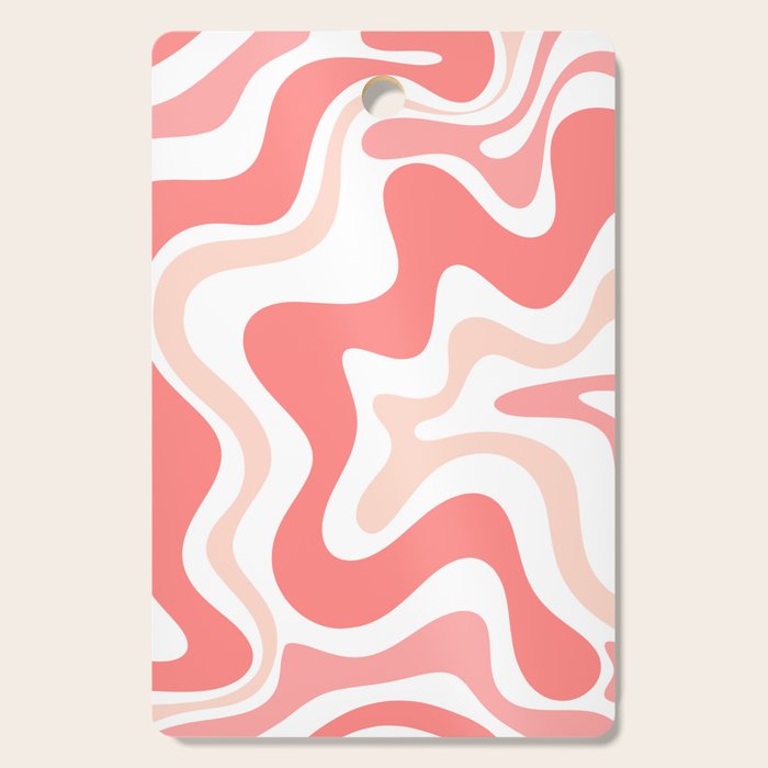 Liquid Swirl Retro Abstract Pattern in Blush Pink and White Cutting Board Gallery Image 1