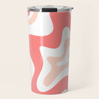 Liquid Swirl Retro Abstract Pattern in Blush Pink and White Travel Mug Gallery Image 1