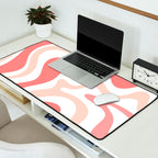 Liquid Swirl Retro Abstract Pattern in Blush Pink and White Desk Mat Gallery Image 2