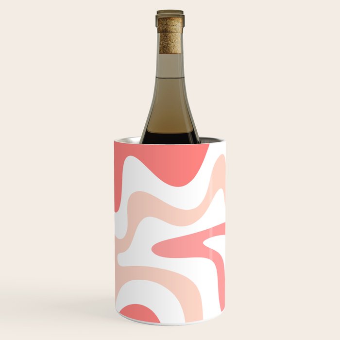 Liquid Swirl Retro Abstract Pattern in Blush Pink and White Wine Chiller Gallery Image 3