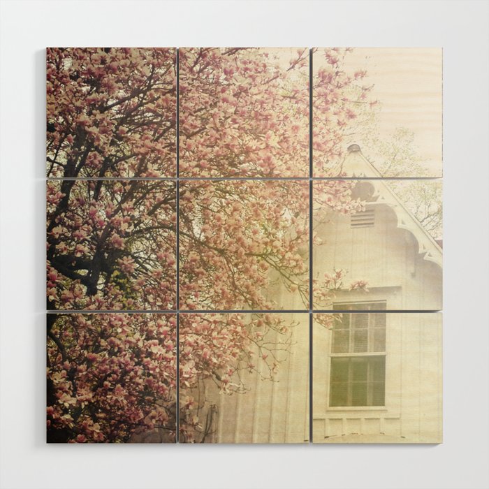 Cottage and Magnolias Wood Wall Art Gallery Image 1