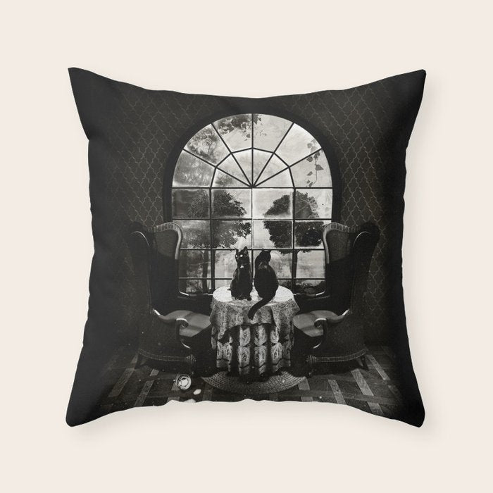 Room Skull B&W Throw Pillow Gallery Image 6