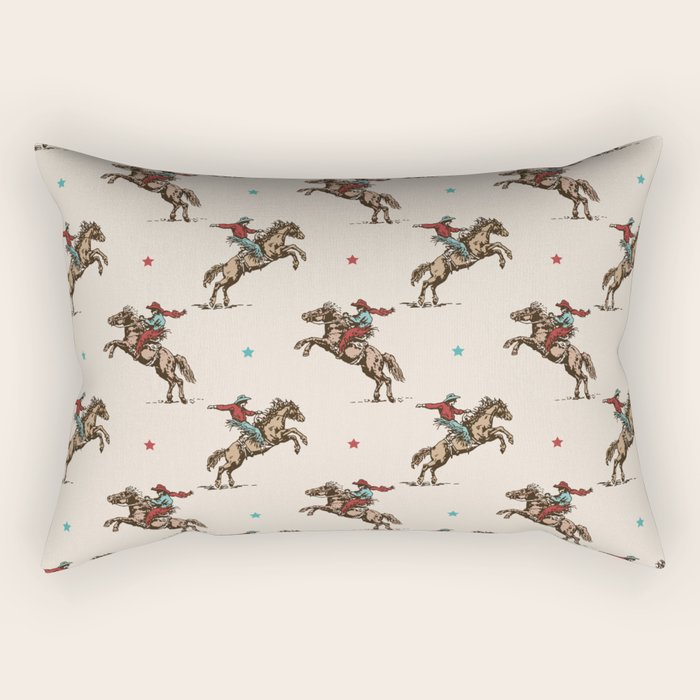 Cowboy Rodeo Bucking Bronco and Stars Rectangular Pillow Gallery Image 2