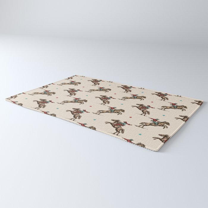Cowboy Rodeo Bucking Bronco and Stars Rug Gallery Image 3