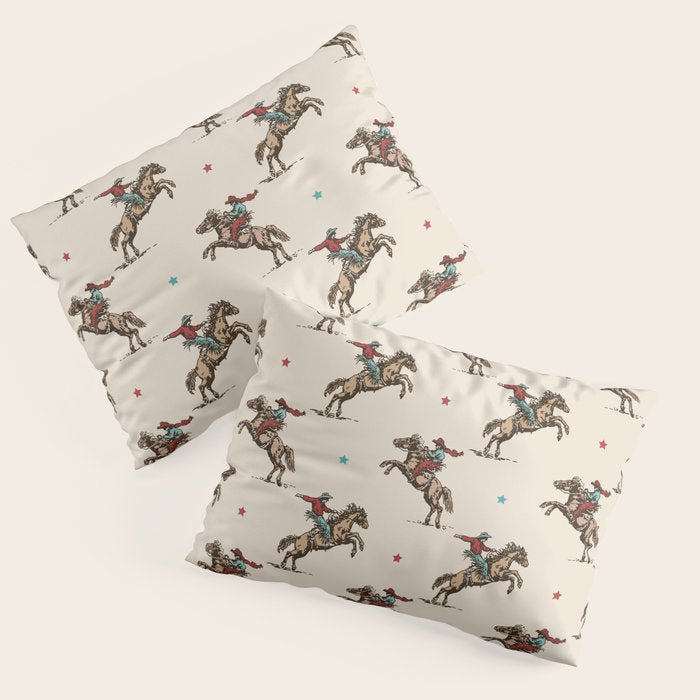 Cowboy Rodeo Bucking Bronco and Stars Pillow Sham Gallery Image 3