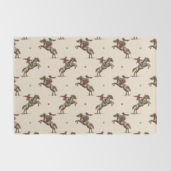 Cowboy Rodeo Bucking Bronco and Stars Rug Gallery Image 2