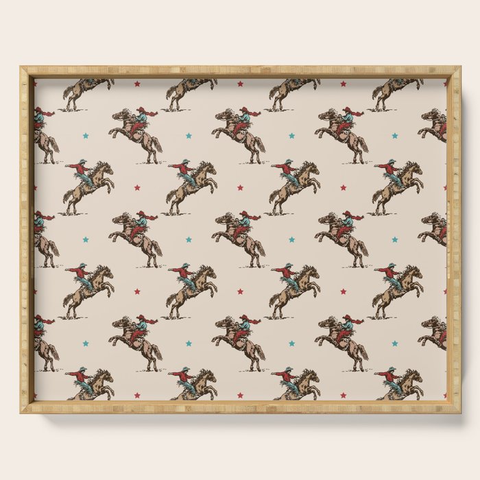 Cowboy Rodeo Bucking Bronco and Stars Serving Tray Gallery Image 1