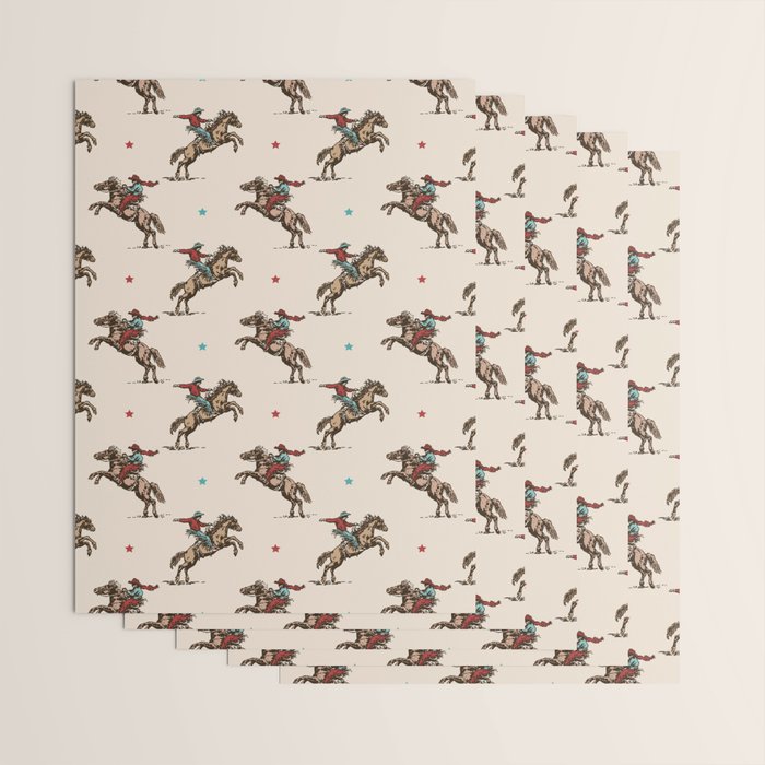 Cowboy Rodeo Bucking Bronco and Stars Wrapping Paper Gallery Image 3