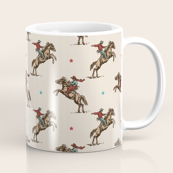 Cowboy Rodeo Bucking Bronco and Stars Coffee Mug Gallery Image 1