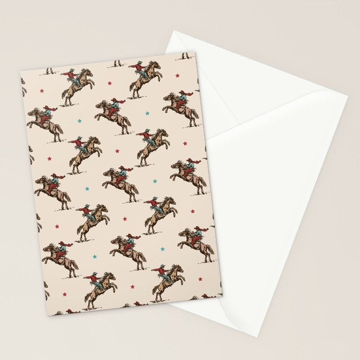 Cowboy Rodeo Bucking Bronco and Stars Stationery Card Gallery Image 2