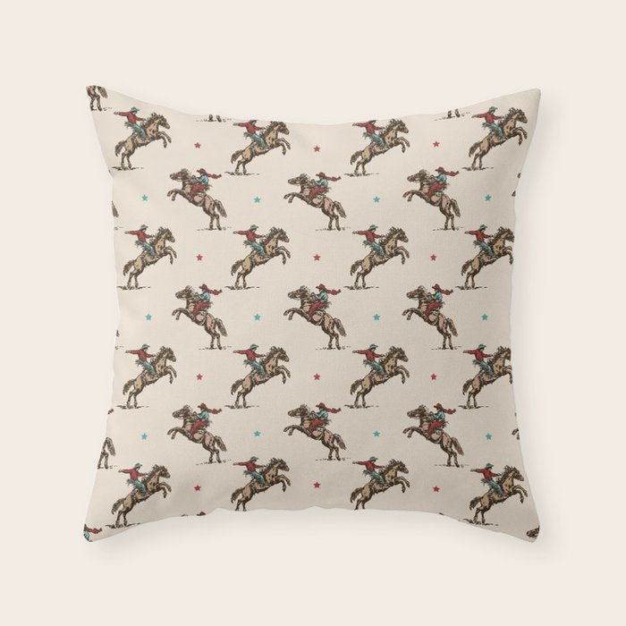 Cowboy Rodeo Bucking Bronco and Stars Throw Pillow Gallery Image 6