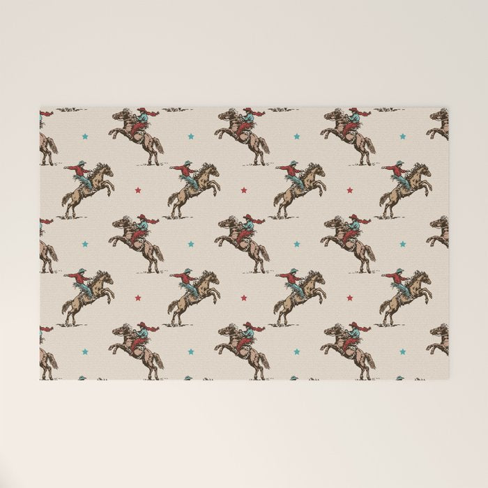 Cowboy Rodeo Bucking Bronco and Stars Welcome Mat Gallery Image 1