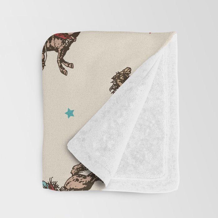 Cowboy Rodeo Bucking Bronco and Stars Throw Blanket Gallery Image 3
