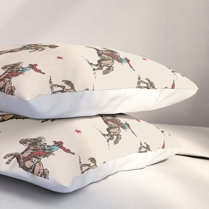 Cowboy Rodeo Bucking Bronco and Stars Pillow Sham Gallery Image 3