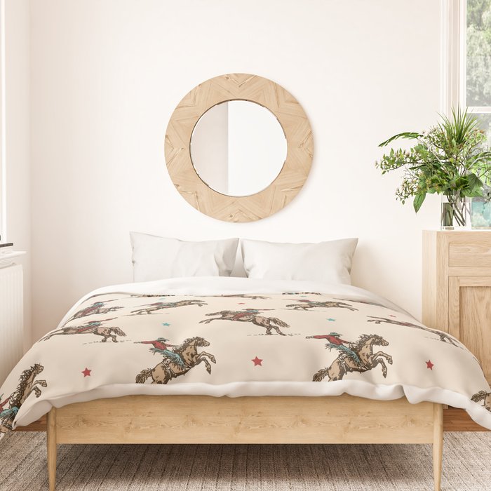 Cowboy Rodeo Bucking Bronco and Stars Duvet Cover Gallery Image 3