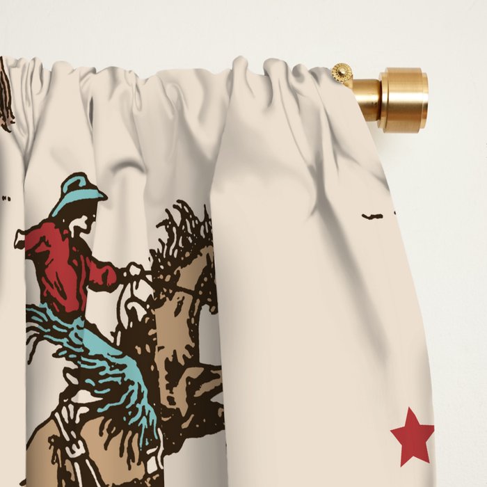 Cowboy Rodeo Bucking Bronco and Stars Window Curtain Gallery Image 2