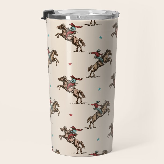 Cowboy Rodeo Bucking Bronco and Stars Travel Mug Gallery Image 3