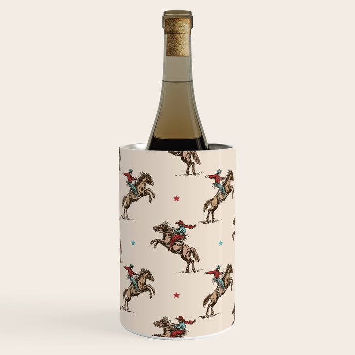 Cowboy Rodeo Bucking Bronco and Stars Wine Chiller Gallery Image 1