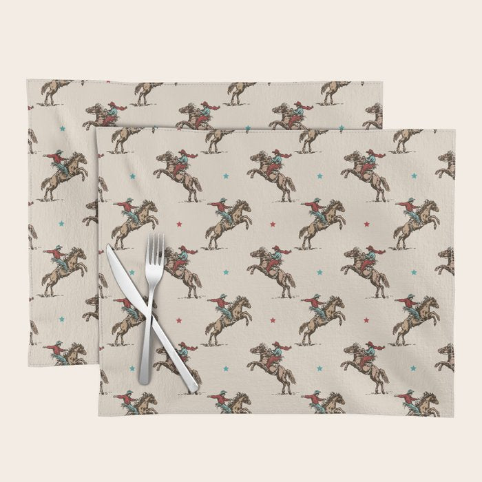Cowboy Rodeo Bucking Bronco and Stars Placemat Gallery Image 1