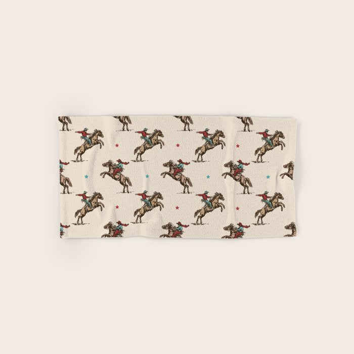 Cowboy Rodeo Bucking Bronco and Stars Bath Towel Gallery Image 1