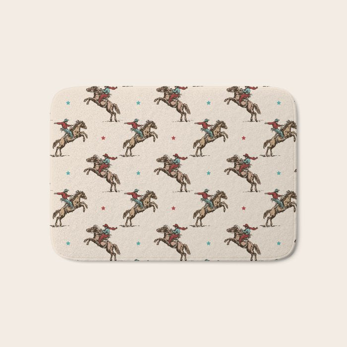 Cowboy Rodeo Bucking Bronco and Stars Bath Mat Gallery Image 1