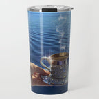 TAKE A BREAK | blue | cup | summer | glitter | sunshine | vacation | morning | coffee | aesthetic  Travel Mug Gallery Image 1