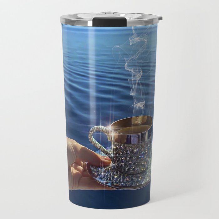 TAKE A BREAK | blue | cup | summer | glitter | sunshine | vacation | morning | coffee | aesthetic  Travel Mug Gallery Image 1