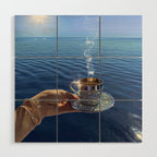 TAKE A BREAK | blue | cup | summer | glitter | sunshine | vacation | morning | coffee | aesthetic  Wood Wall Art Gallery Image 1