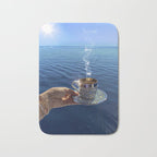 TAKE A BREAK | blue | cup | summer | glitter | sunshine | vacation | morning | coffee | aesthetic  Bath Mat Gallery Image 1