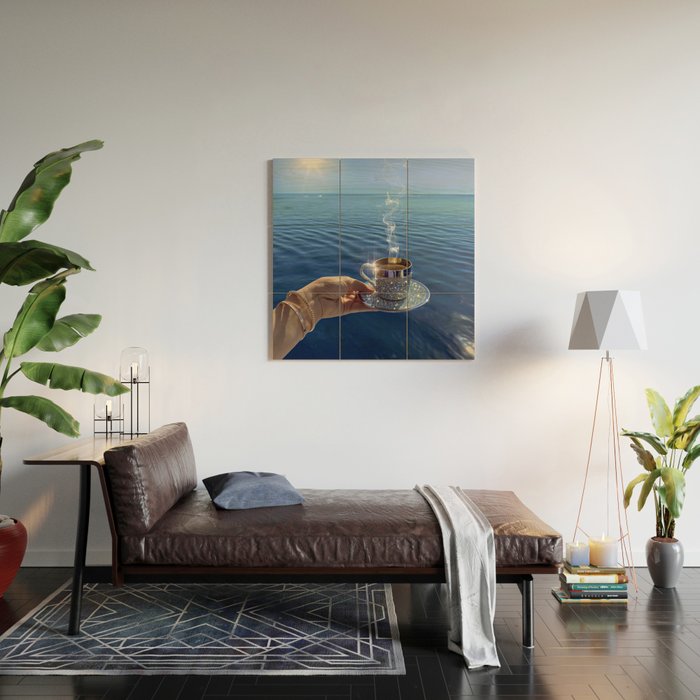 TAKE A BREAK | blue | cup | summer | glitter | sunshine | vacation | morning | coffee | aesthetic  Wood Wall Art Gallery Image 2