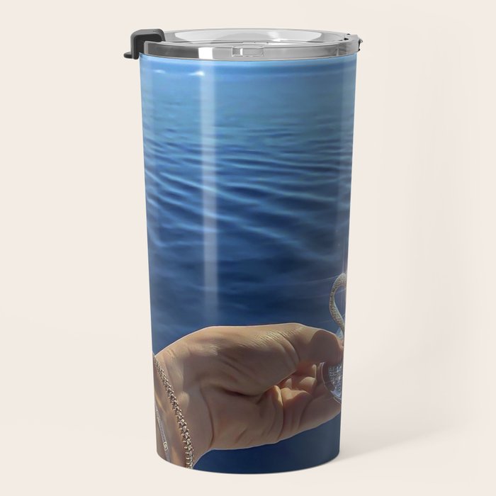 TAKE A BREAK | blue | cup | summer | glitter | sunshine | vacation | morning | coffee | aesthetic  Travel Mug Gallery Image 3