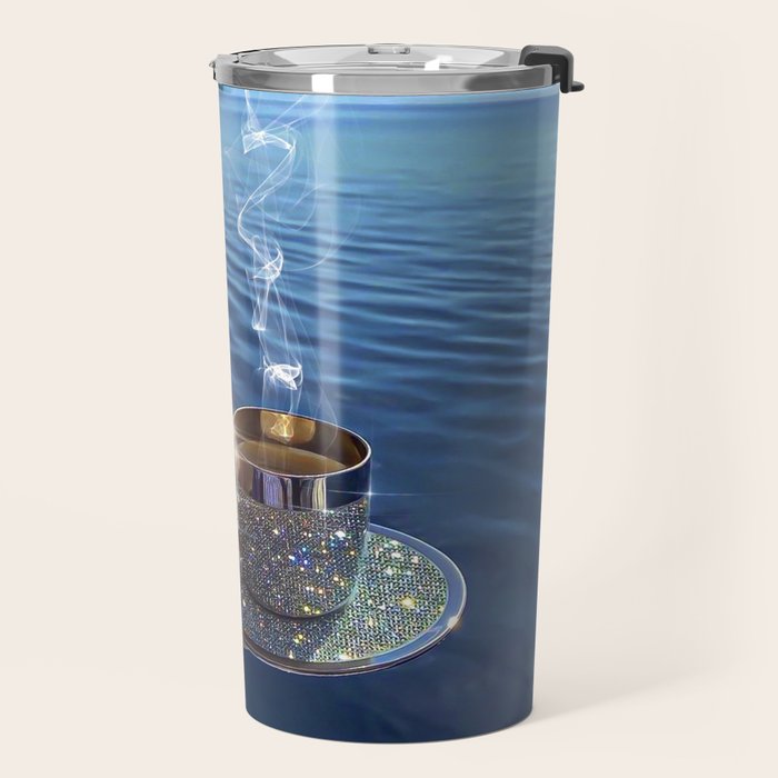 TAKE A BREAK | blue | cup | summer | glitter | sunshine | vacation | morning | coffee | aesthetic  Travel Mug Gallery Image 2