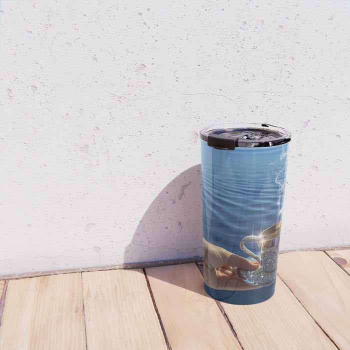 TAKE A BREAK | blue | cup | summer | glitter | sunshine | vacation | morning | coffee | aesthetic  Travel Mug Gallery Image 4
