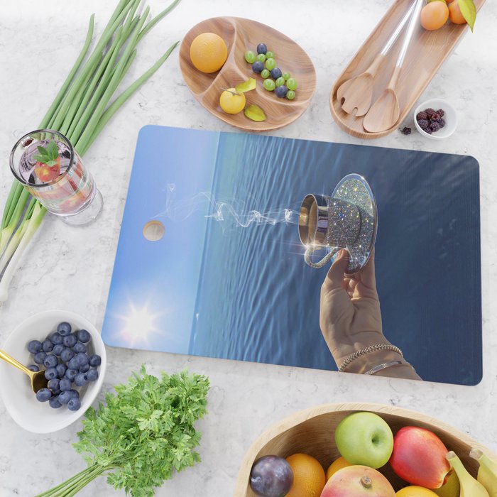 TAKE A BREAK | blue | cup | summer | glitter | sunshine | vacation | morning | coffee | aesthetic  Cutting Board Gallery Image 2